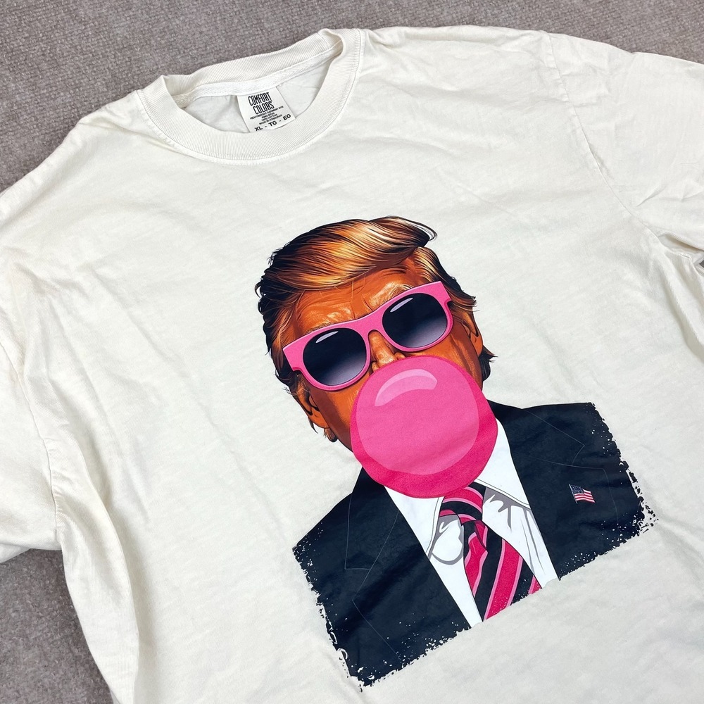 Donald Trump Bubble Gum T Shirt Mens XL White Comfort Colors Cotton Short Sleeve